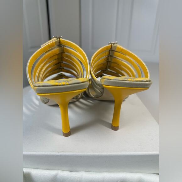 NWB Burberry Carmine Check Sandals Women's 8 Yellow/Green Buckled Strap Slip On - Picture 14 of 15